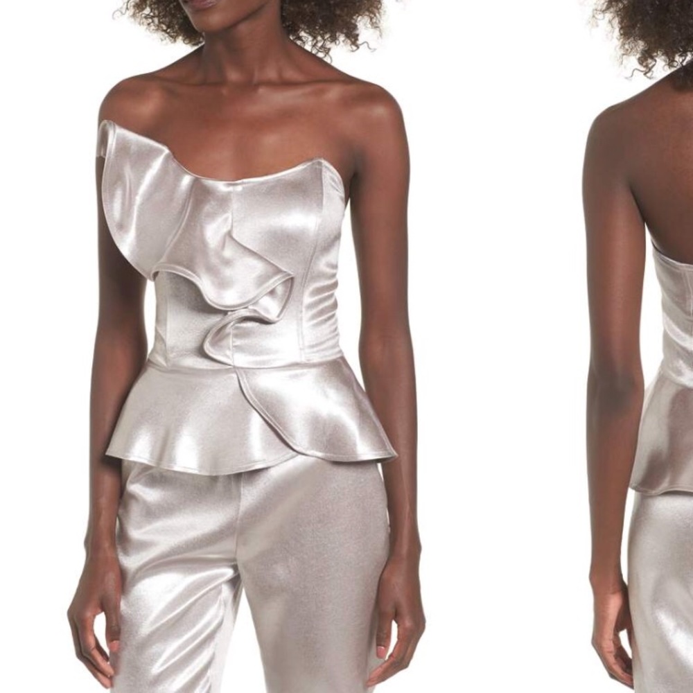 Metallic Peplum Top